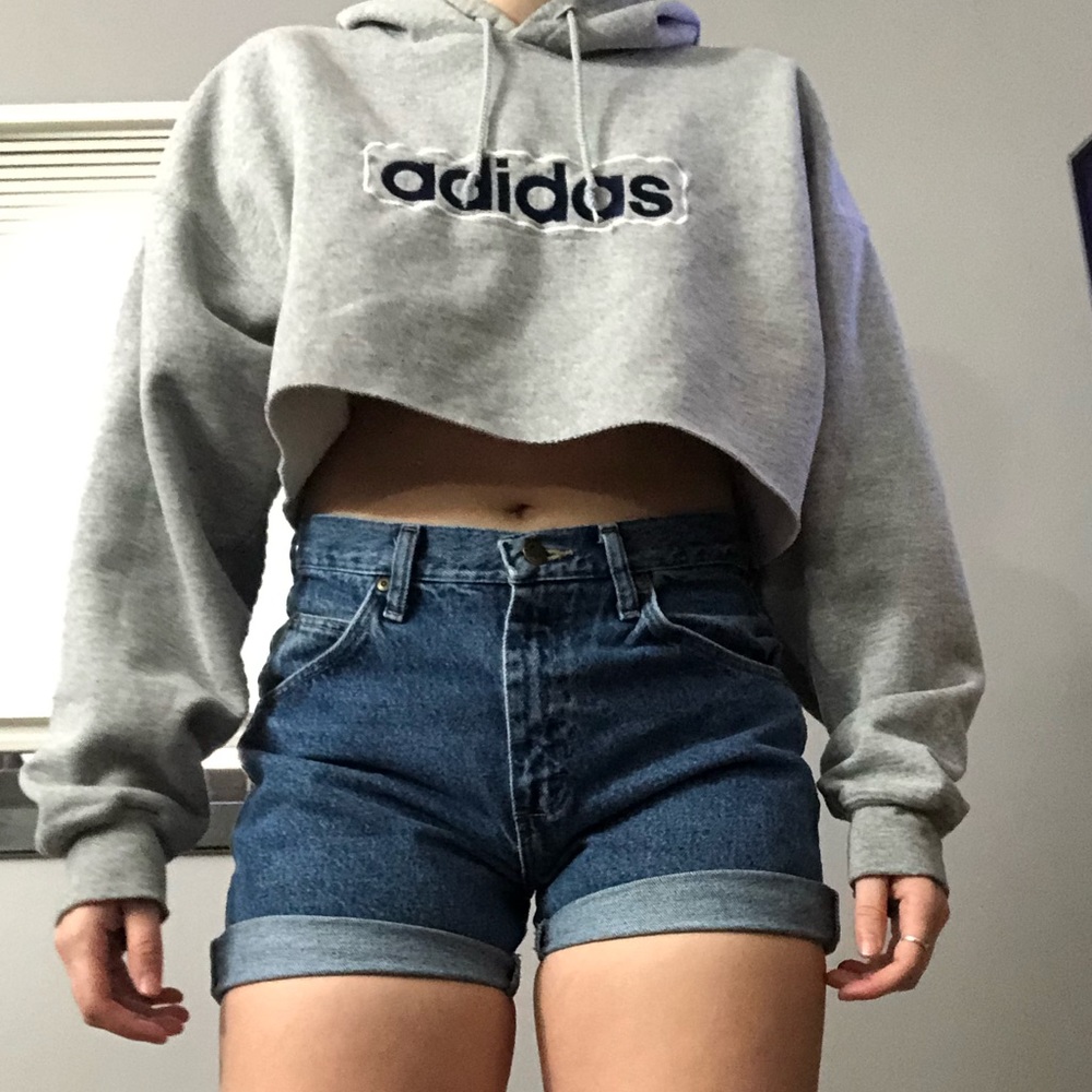 Retro Adidas Sweater Crop Large